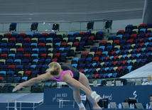 Bakıda Dünya Kubokunun iştirakçısı olan gimnastların podium məşqləri. Azərbaycan, 18 fevral, 2016